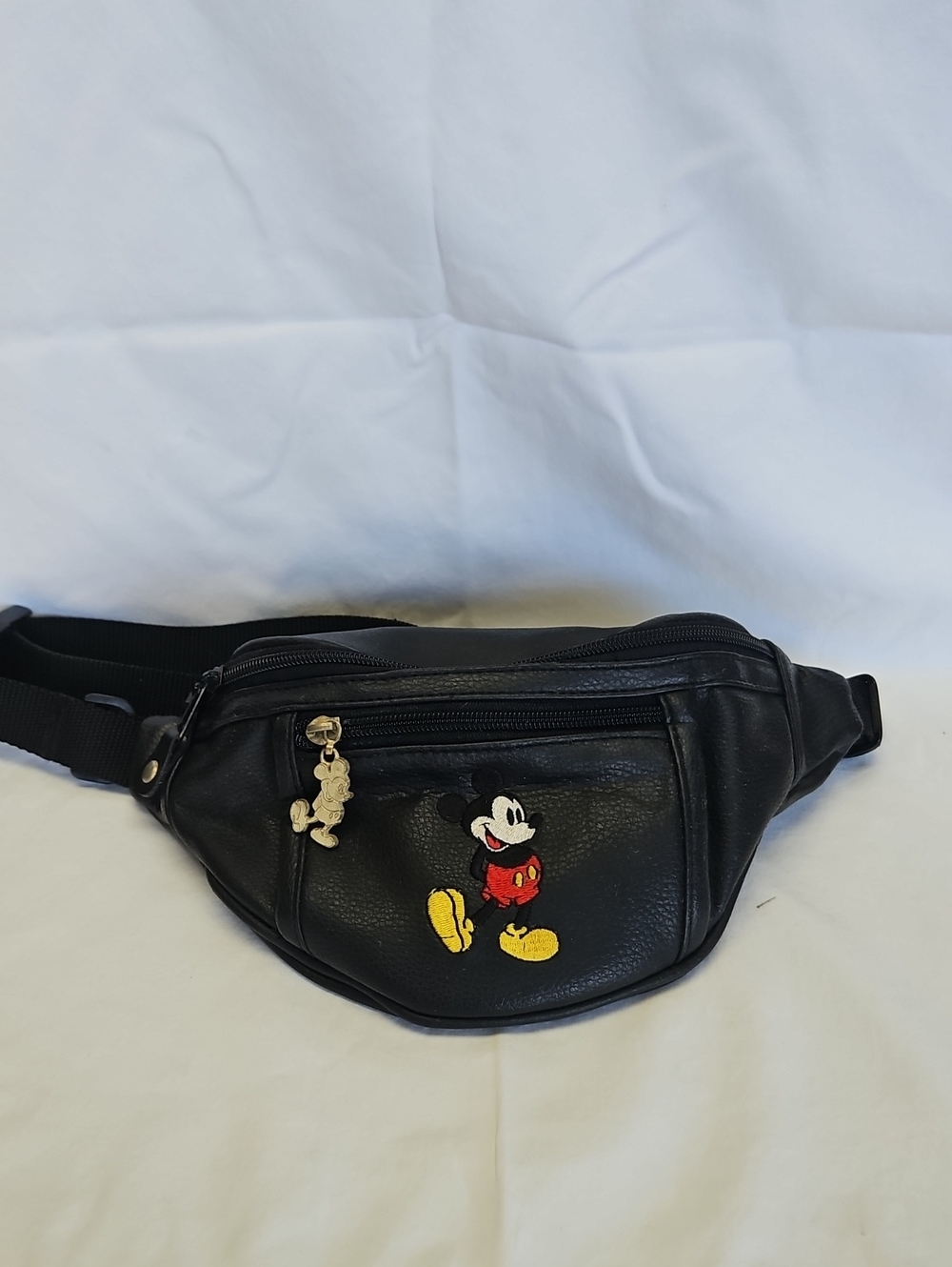 Vintage 90's Black Mickey Mouse Leather Like Waist Bag